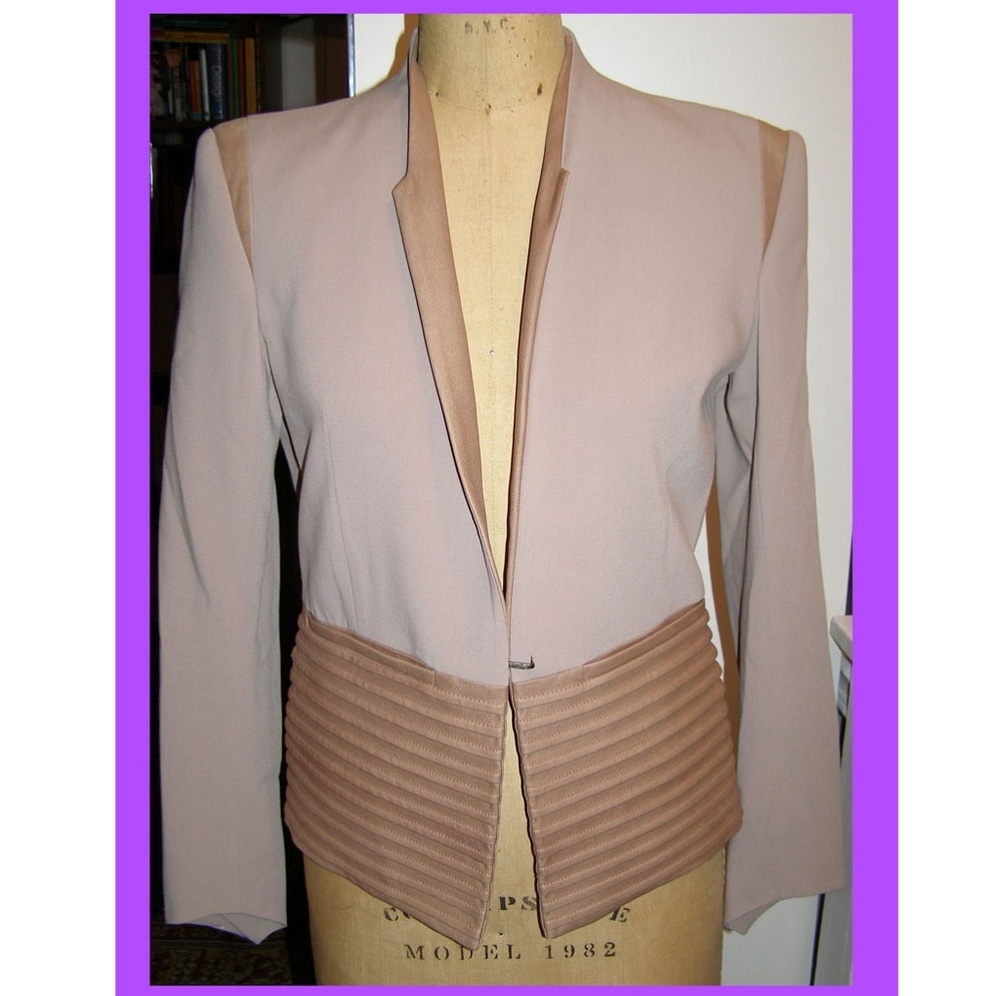 NWT $793 HELMUT LANG blazer sz 6 w/leather detail